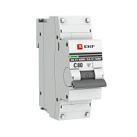 Автоматический выключатель 1P 80А (C) 10kA ВА 47-100M без теплового расцепителя PROxima | код  mcb47100m-1-80C-pro | EKF